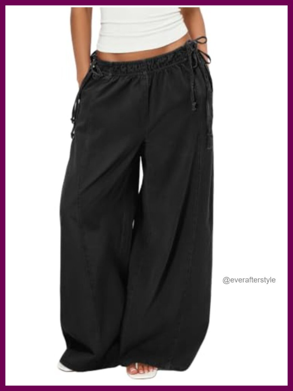 Low Rise Wide Leg Beach Pants Drawstring Palazzo Women Summer